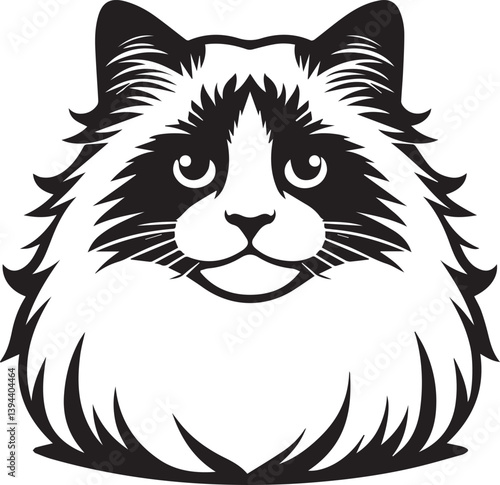 Black and White Ragdoll Cat Vector	