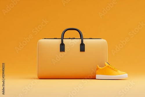 Obraz na płótnie A yellow bag and a matching sneaker on a yellow surface w salonie