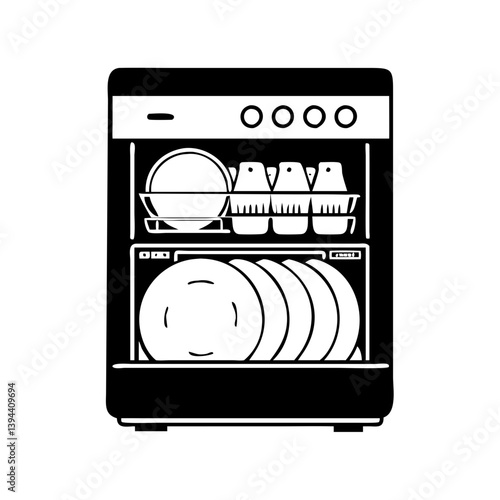 dishwasher icon, dishwasher line art - simple line art of dishwasher, perfect for dishwasher logos and icons