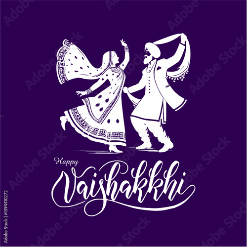 Elegant Vaishakhi Festival Design with Punjabi Icons and Stylish Typography

