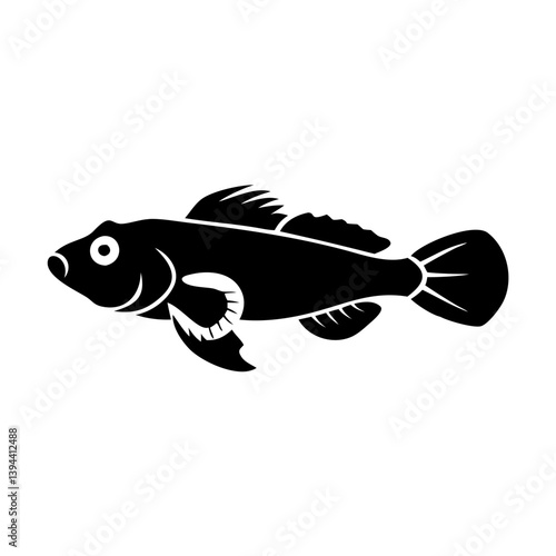 goby fish icon, goby fish line art - simple line art of goby fish, perfect for goby fish logos and icons
