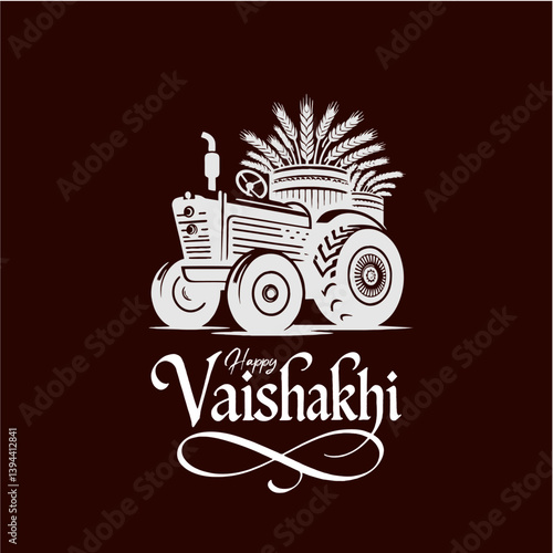 Elegant Vaishakhi Festival Design with Iconic Vectors and Stylish Typography

