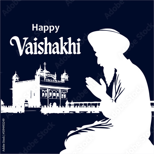 Elegant Vaishakhi Festival Creative with Iconic Vector Design and Festive Text

