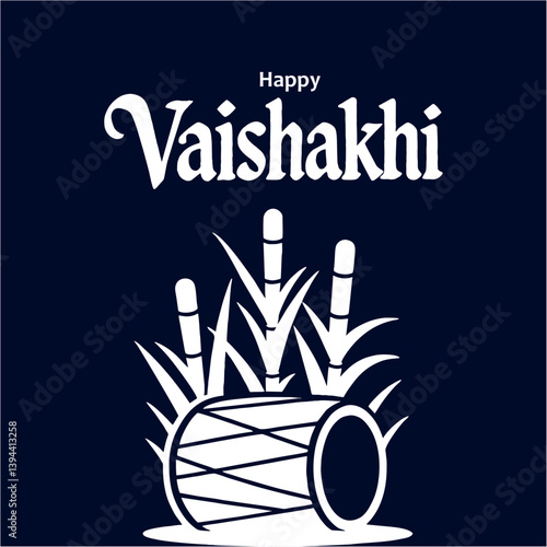 Elegant Vaishakhi Festival Creative with Iconic Vector Design and Festive Text

