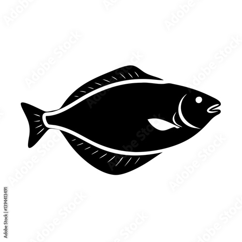 halibut icon, halibut line art - simple line art of halibut, perfect for halibut logos and icons