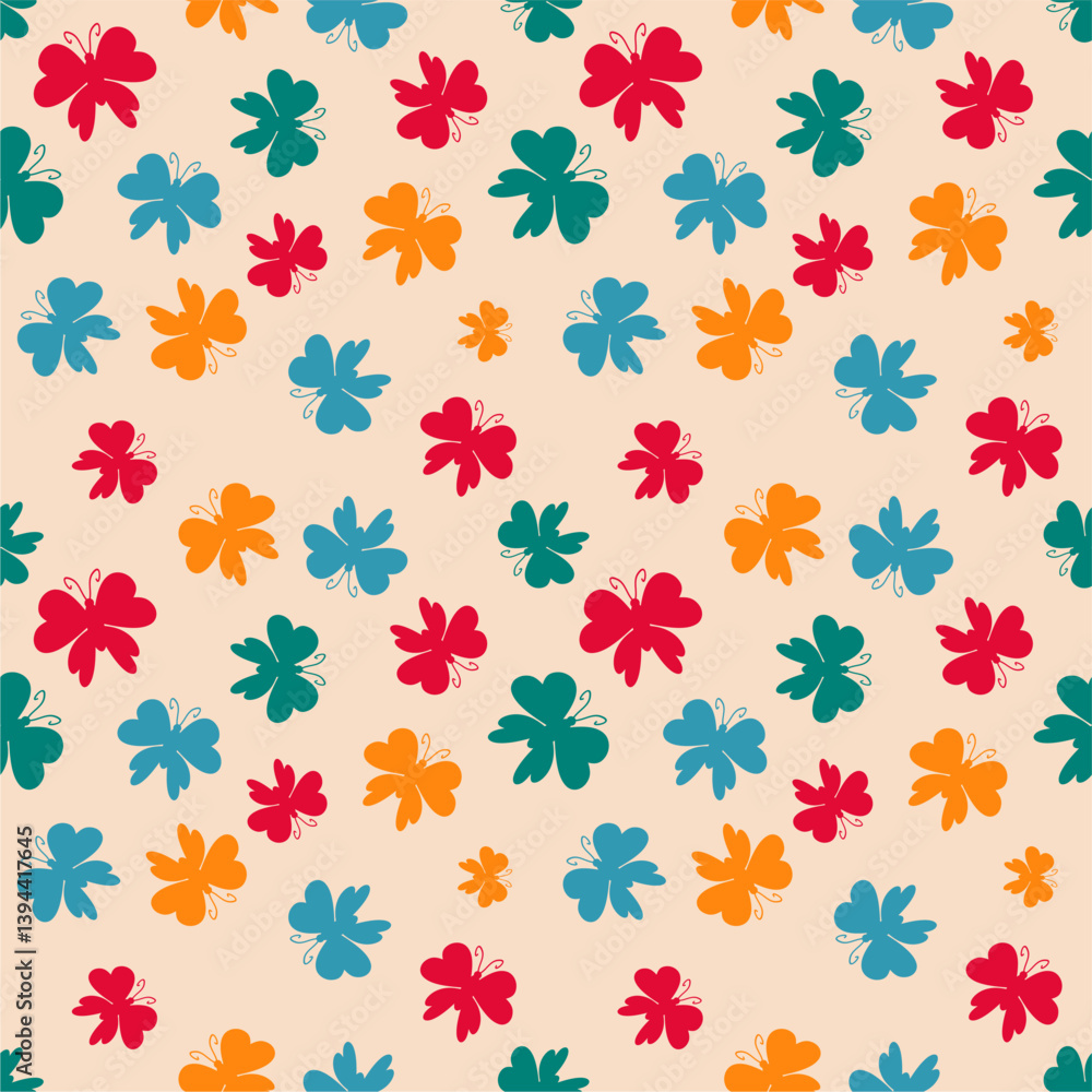 Seamless vector illustration print pattern background wallpaper with butterflies summer spring for textile, paper, pack etc
Seamless vector illustration print pattern background wallpaper with butterflies summer spring for textile, paper, pack etc