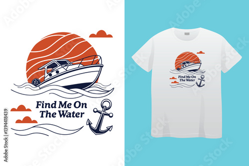 Unique t-shirt design for sailing aboard a boat at sea and oceans - vintage retro design - old sailing boat T-Shirt Design 2024 #01 (Pixel perfect vector t-shirt template)