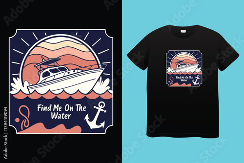 Unique t-shirt design for sailing aboard a boat at sea and oceans - vintage retro design - old sailing boat T-Shirt Design 2024 #01 (Pixel perfect vector t-shirt template)