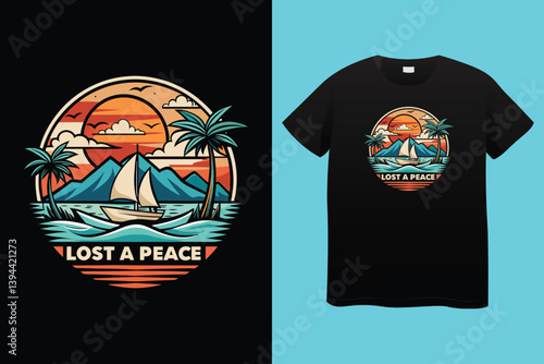Unique t-shirt design for sailing aboard a boat at sea and oceans - vintage retro design - old sailing boat T-Shirt Design 2024 #01 (Pixel perfect vector t-shirt template)