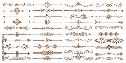 Set of gold and white decorative lines