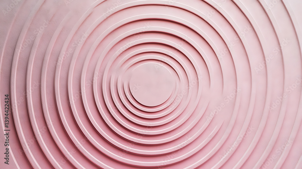 Fototapeta premium Delicate concentric blocks on a soft pastel pink surface, Geometric shapes expanding symmetrically with central space, Block-expansion minimalist style