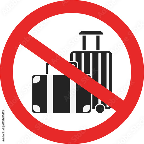 Isolated illustration silhouette no baggage sign. suitcase is prohibited