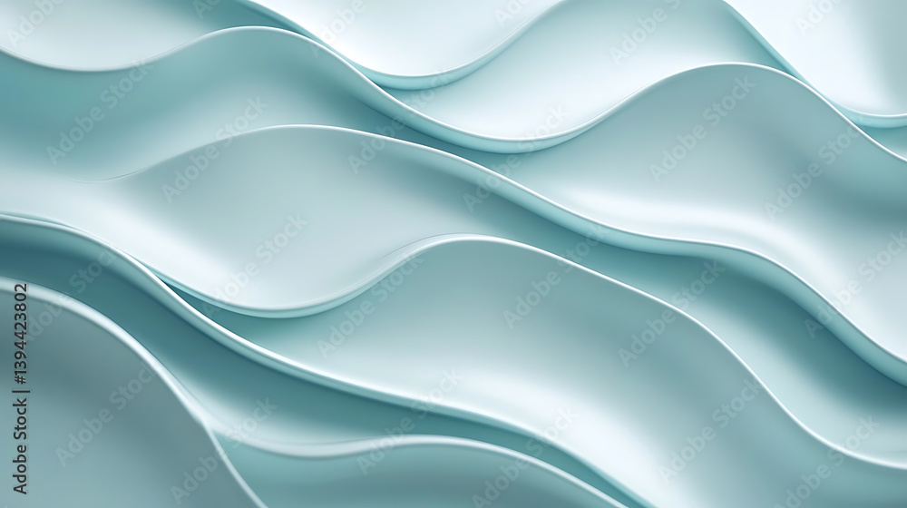 Delicate concentric waves on a soft pastel blue surface, Fluid curved lines expanding symmetrically with central space, Wave-expansion minimalist style