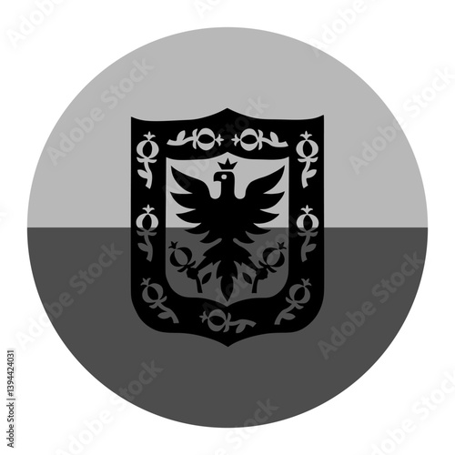 Circle banner flag of Bogota, capital city of Colombia. Emblem of Bogota city flag vector illustration isolated. Round badge Bogota button roundel.