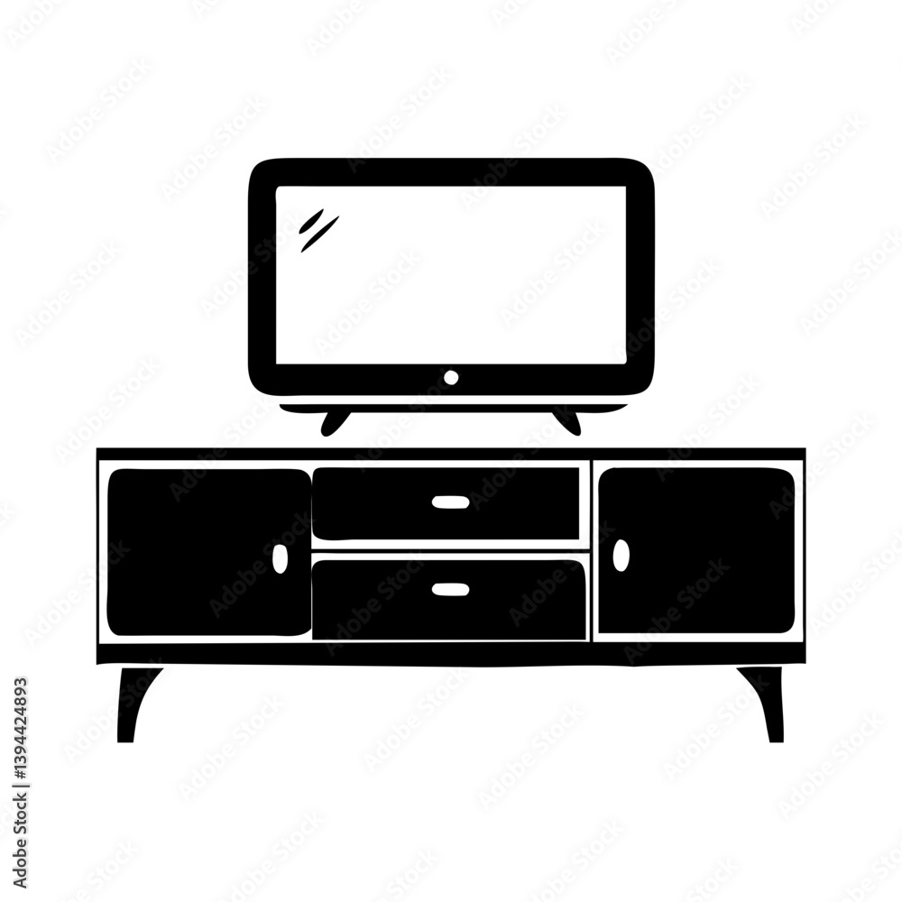 tv console icon, tv console line art - simple line art of tv console, perfect for tv console logos and icons tv console icon, tv console line art - simple line art of tv console, perfect for tv console logos and icons