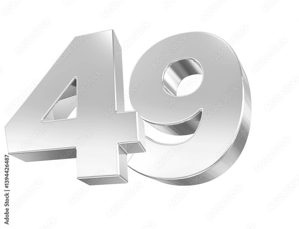 3D Silver Number 49 3D Silver Number 49