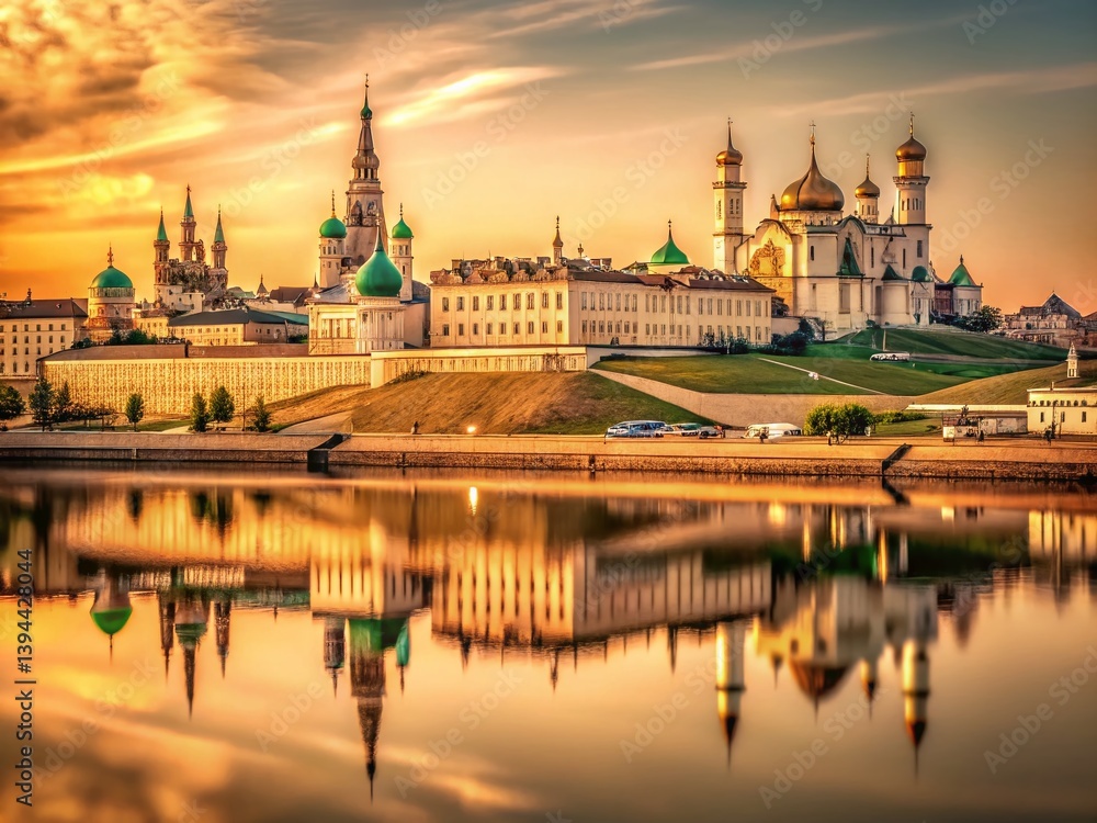 Obraz premium Kazan Panorama A Timeless View of the Volga River and Tatarstan Skyline