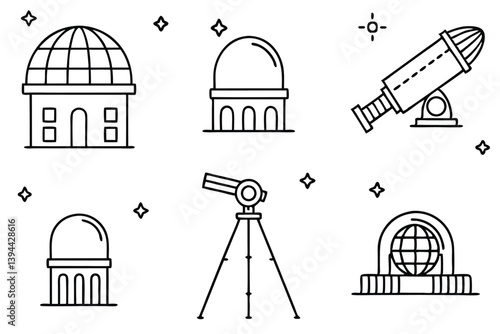 Schilderij op canvas astronomical observ design in black and white line art style