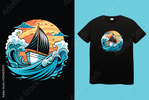 A Boat Neck 3D Render T shirt on a White Background, featuring a modern and stylish design with a sleek boat neck neckline and intricate 3D detailing that adds depth and dimension to the garment.