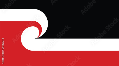 Tino Rangatiratanga flag vector illustration isolated background. National Maori flag, New Zealand. Sovereignty movement flag.
