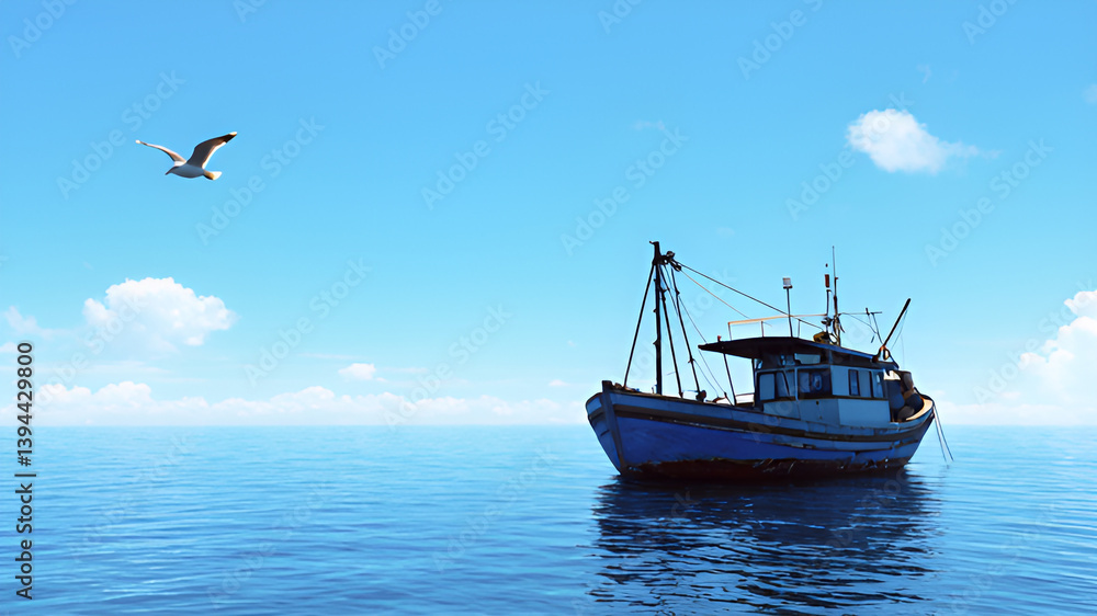 Obraz premium fishing boat in the sea