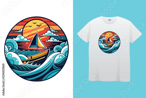 A Boat Neck 3D Render T shirt on a White Background, featuring a modern and stylish design with a sleek boat neck neckline and intricate 3D detailing that adds depth and dimension to the garment.