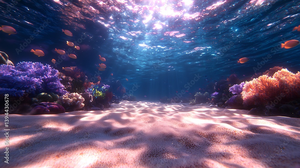 A beautiful underwater scene depicting a thriving coral reef environment