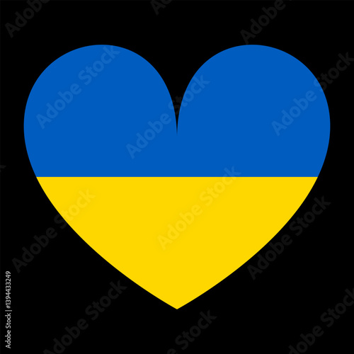 Emblem banner heart flag Ukraine badge vector illustration isolated. Patriotic Ukraine sticker, national symbol. Europe state.
