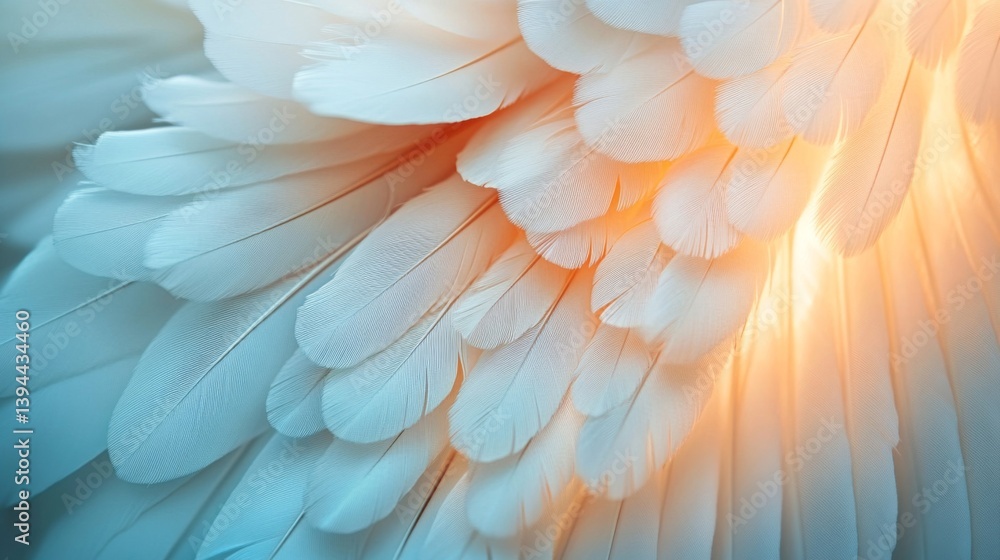 Obraz premium White and Blue Feather Texture with Warm Lighting