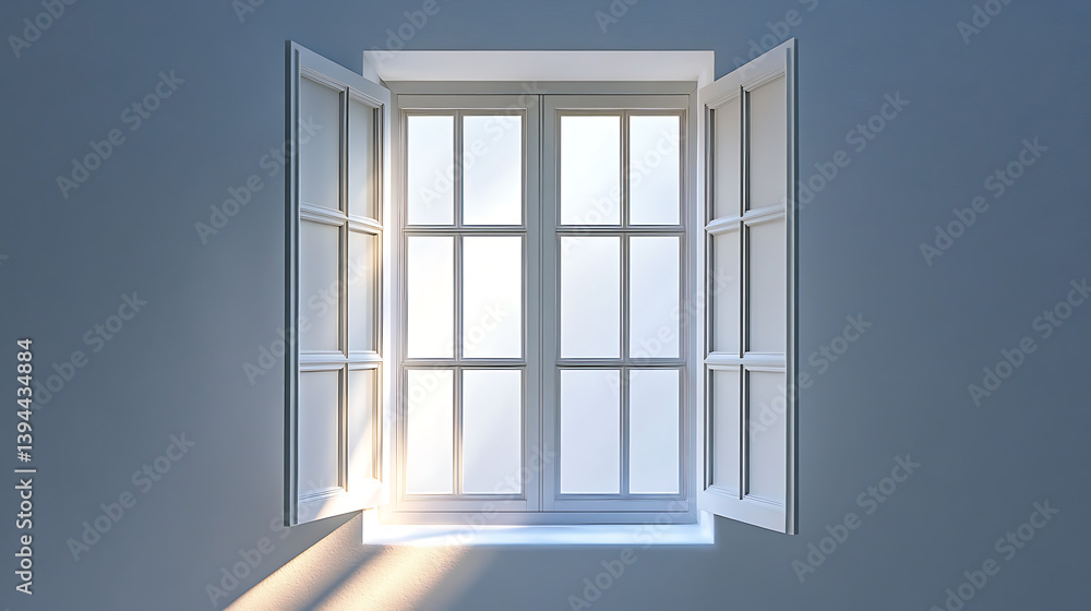 Obraz premium Open window, sunlight streaming, interior room