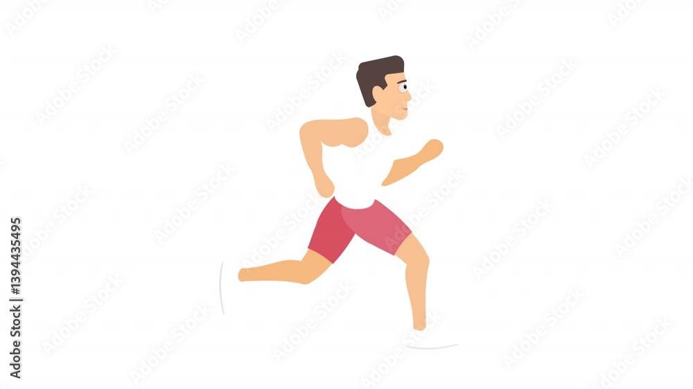 Man running in gym shorts. Animation of a man running, alpha channel. Cartoon Man running in gym shorts. Animation of a man running, alpha channel. Cartoon