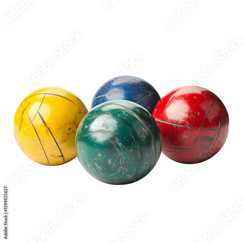Professional bocce ball set isolated on white background