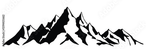 Silhouette mountain range isolated on white background, vector design