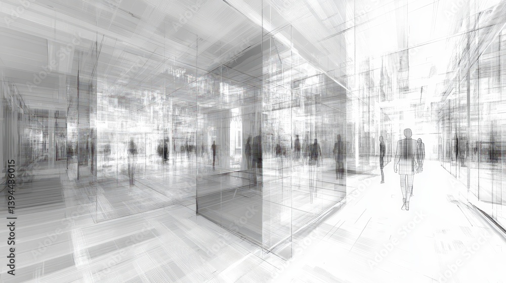 Modern Abstract Architectural Design with Glass Structures and Shadows Modern Abstract Architectural Design with Glass Structures and Shadows