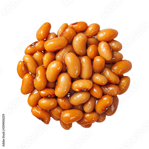 A close-up view of shiny orange beans clustered together, showcasing their smooth texture and vibrant color isolated on white background and transparent background