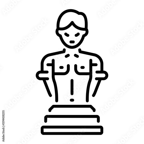 Handcrafted sculpture icon in linear style 