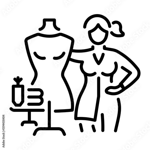 A linear style icon of a textile designer 