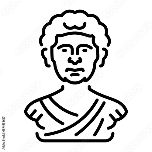 A linear style icon of a head sculpture 