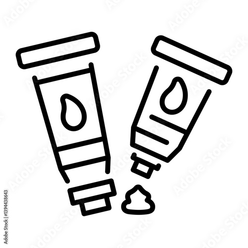 A linear style icon showing paint tube 