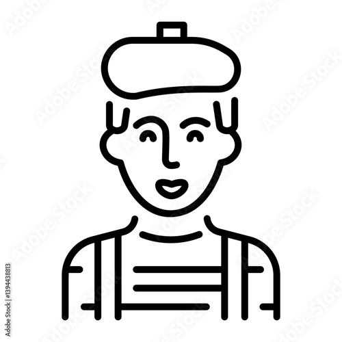 A linear style icon of a mime artist 