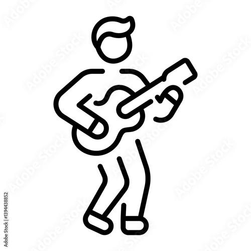 A character playing guitar icon in linear style 