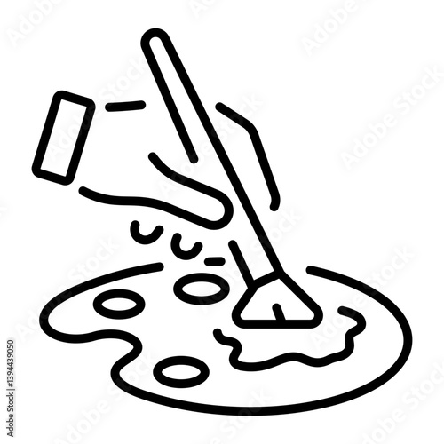 Picking colour from a paint palette, line icon 