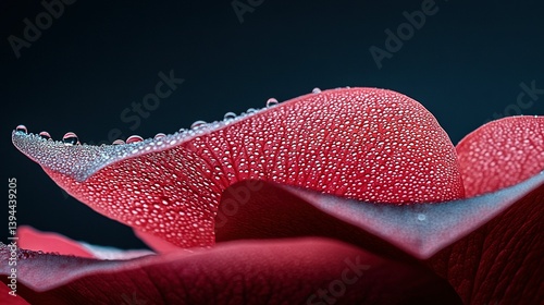   A red flower with water droplets on its petals