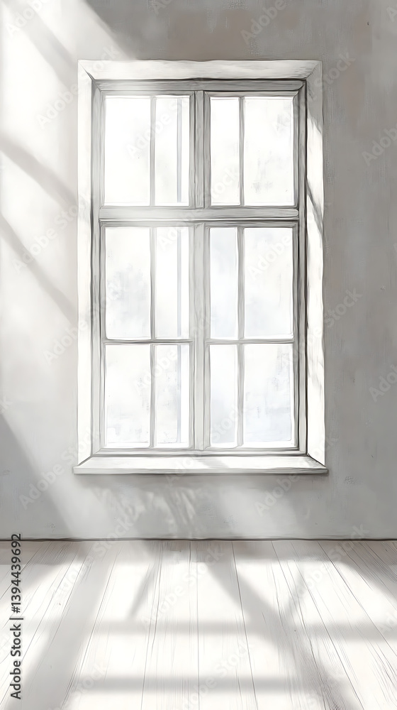 Sunlit window in empty room Sunlit window in empty room