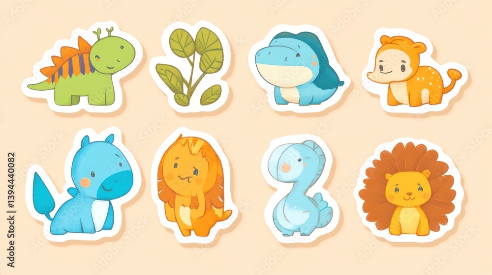 Obraz premium Sticker sheet with jungle animals