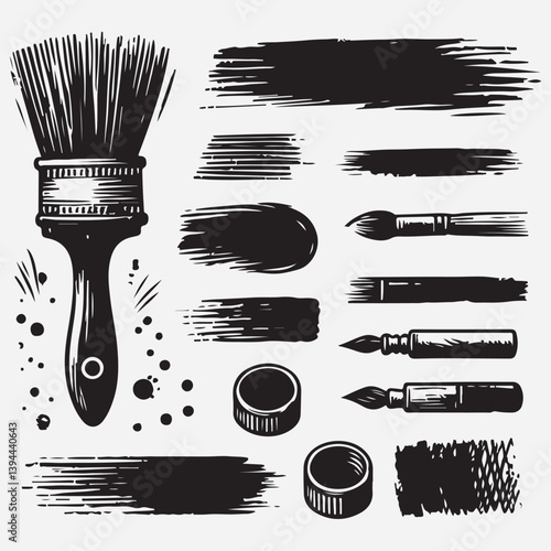 Vector hand drawn brush strock, grunge black paint stripe Text boxes for banner. stock illustration