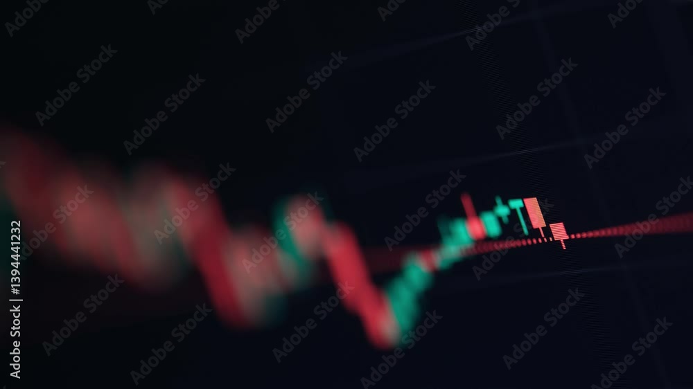 A dynamic close-up timelapse of candlestick charts rising and falling on a trading screen, reflecting market volatility and momentum