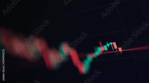 A dynamic close-up timelapse of candlestick charts rising and falling on a trading screen, reflecting market volatility and momentum