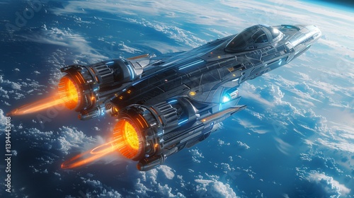 Wallpaper Mural Futuristic Spaceship Earth Orbit High Tech Flight of excellence in splendor beyond compare Torontodigital.ca