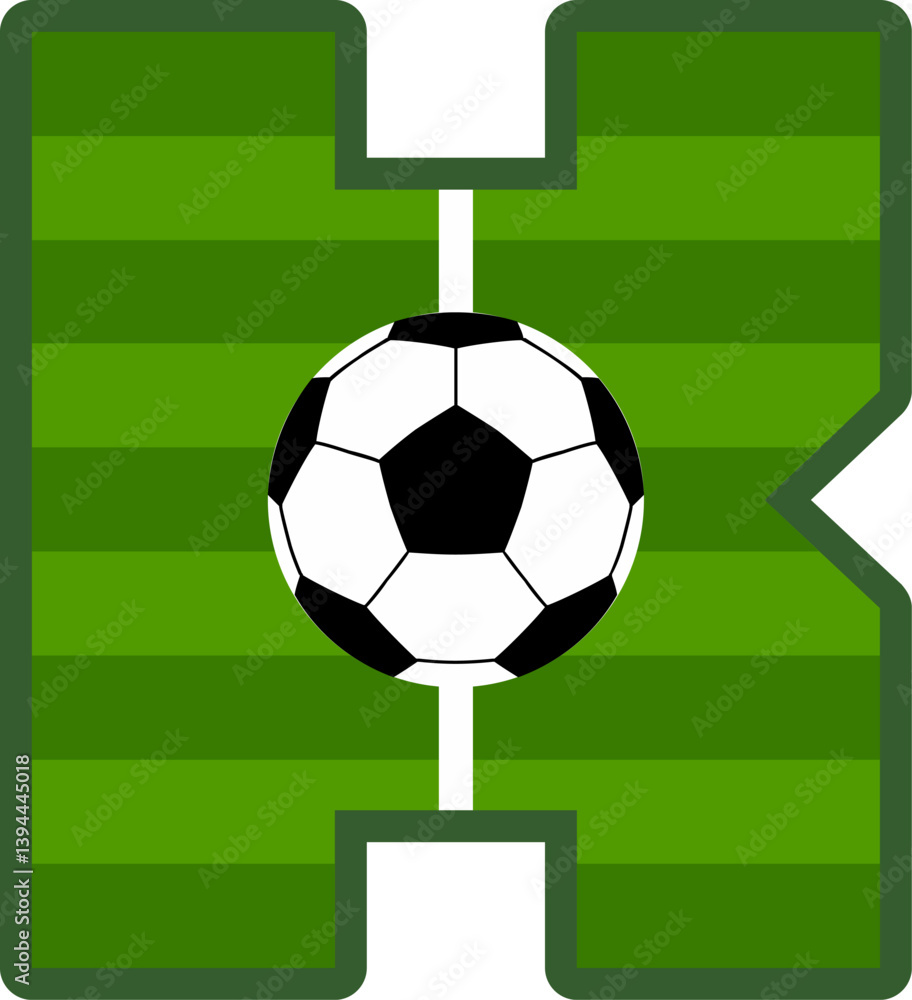 Obraz premium Soccer Court Field Letter Vector Element Alphabet K
